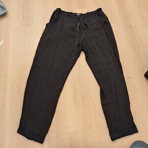 ARITZIA WILFRED Large Women's Viscose Black Tie Waist Joggers Cuffed Ankle Silk